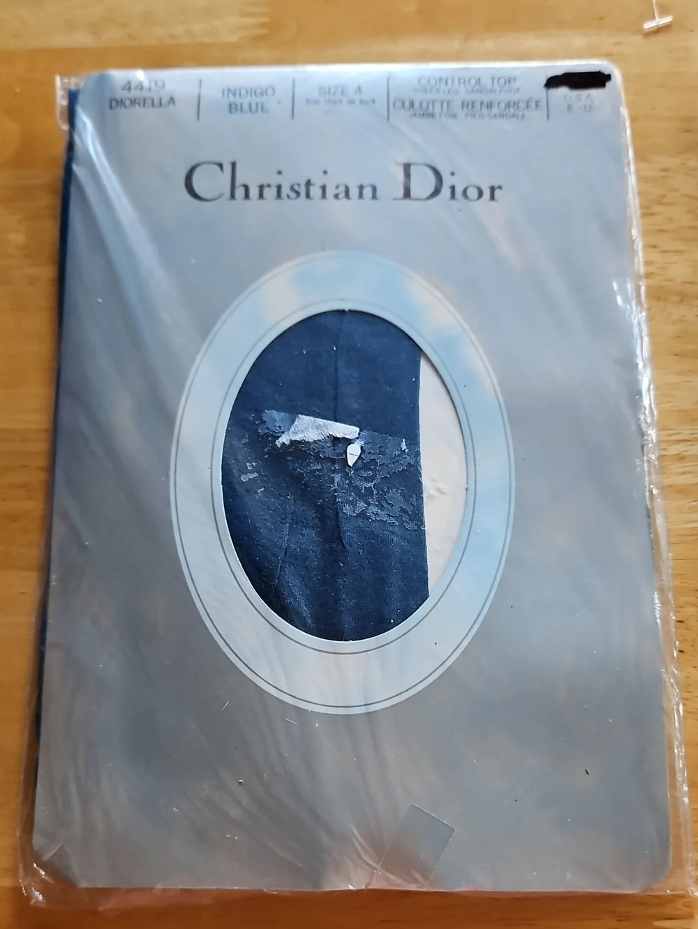 Christian Dior DIORELLA Indigo Blue Control Top Sheer Leg Sandalfoot